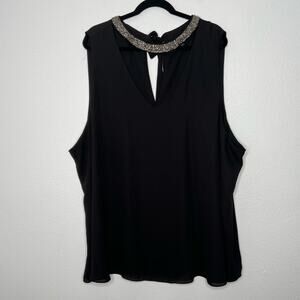 Torrid Black Silver Beaded Collar Cutout Sleeveless Blouse Women's Plus size 5X